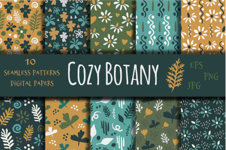 Cozy Botany patterns and digital papers