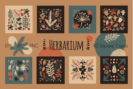 Herbarium 40 square cards