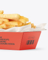Matte Paper Tray w/ Napkin and French Fries Mockup
