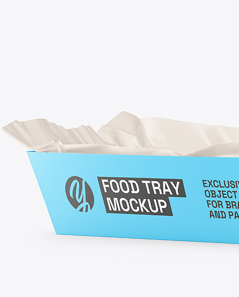 Matte Paper Tray w/ Napkin and French Fries Mockup