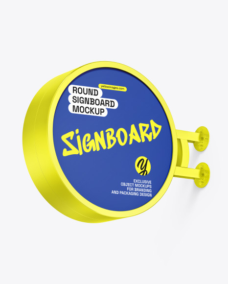 Metallic Round Signboard Mockup