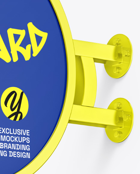 Metallic Round Signboard Mockup