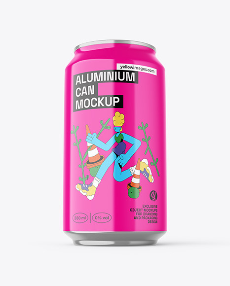 Aluminium Can With Glossy Finish Mockup