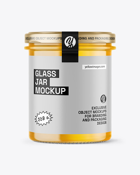 Clear Glass Jar with Honey Mockup
