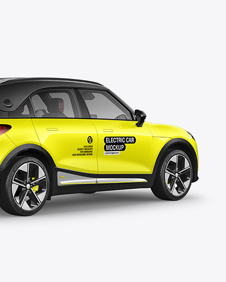 Electric Car Mockup - Back Half Side View