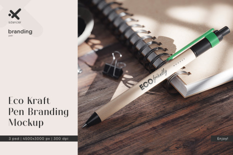 Eco Kraft Pen Branding Mockup