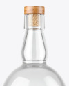 Clear Glass Vodka Bottle with Wooden Cap Mockup