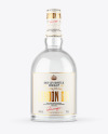 Clear Glass Vodka Bottle with Wooden Cap Mockup