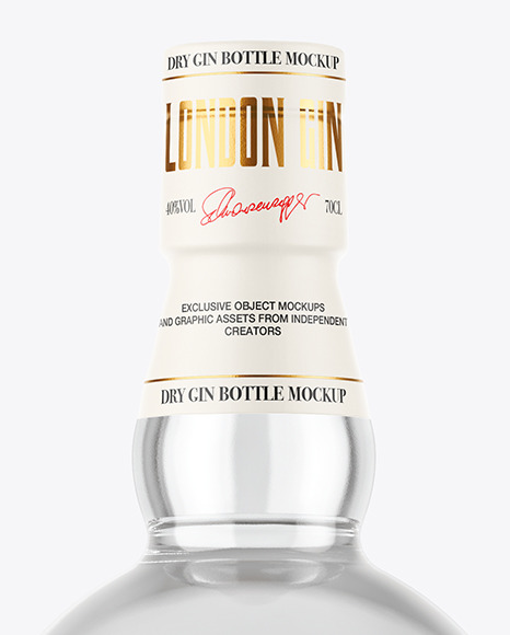 Clear Glass Vodka Bottle with Wooden Cap Mockup