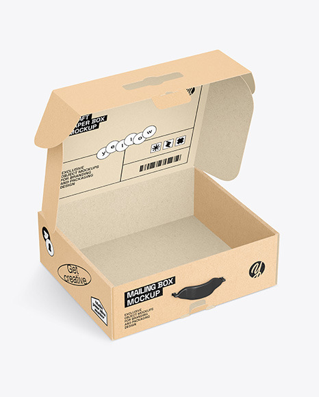 Opened Kraft Mailing Box Mockup