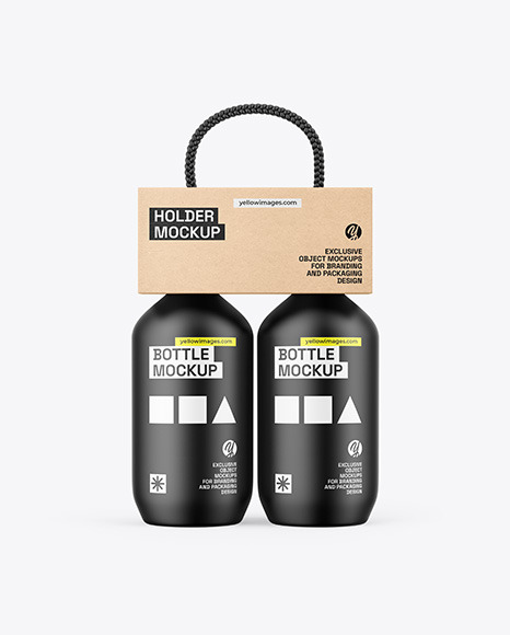 Kraft Holder W/ Matte Bottles Mockup