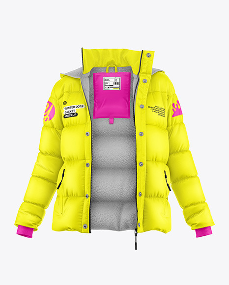 Woman&#039;s Down Jacket Mockup - Front View