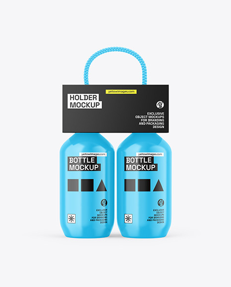 Paper Holder W/ Glossy Bottles Mockup