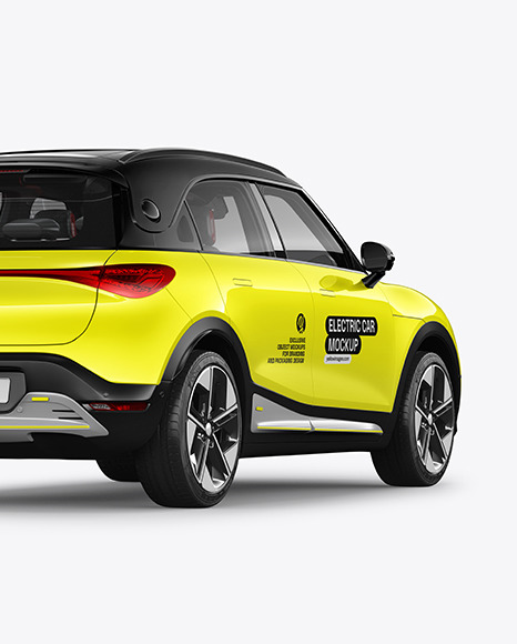 Electric Car Mockup - Back Half Side View