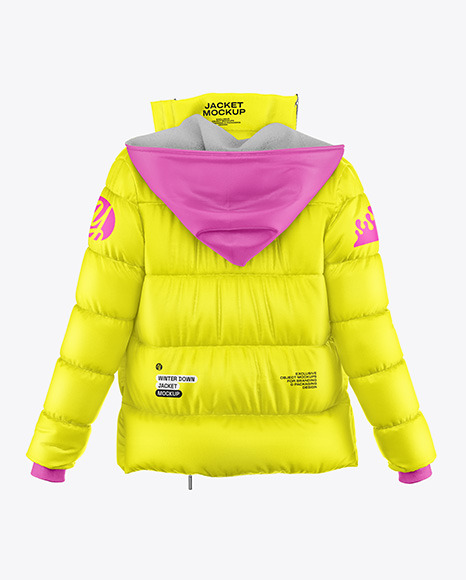 Woman&#039;s Down Jacket Mockup - Back View