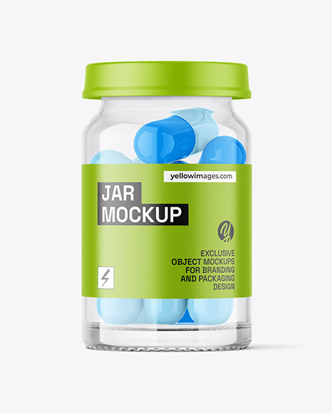 Clear Glass Pills Jar Mockup