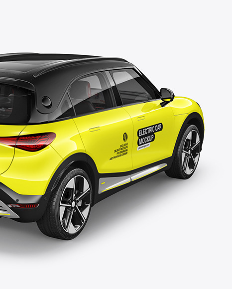 Electric Car Mockup - Back Half Side View