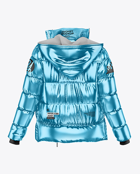 Metallic Woman&#039;s Down Jacket Mockup - Back View