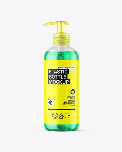 Color Liquid Cosmetic Bottle with Pump Mockup