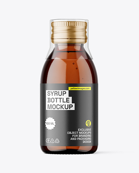 Amber Glass Syrup Bottle Mockup