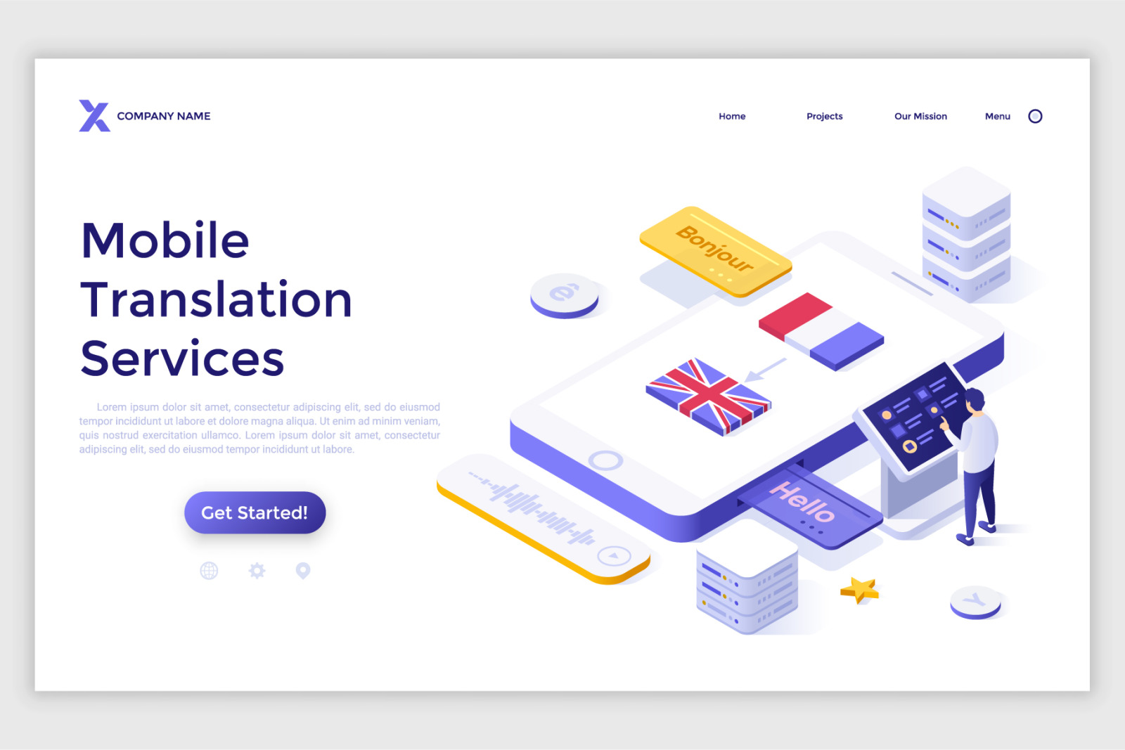 14-isometric-templates-cloud-library-translation-services-on-yellow