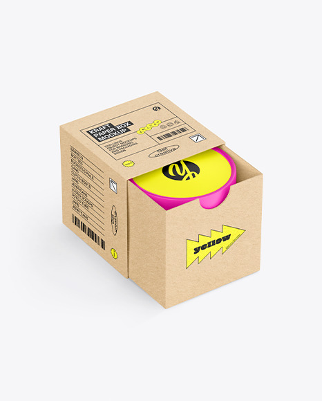 Kraft Paper Box With Tube Mockup