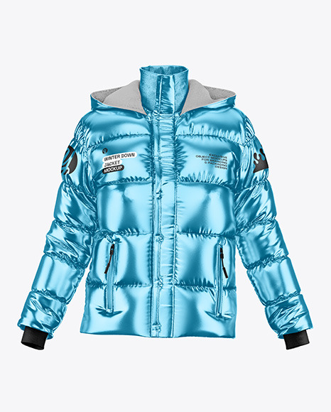 Metallic Women&#039;s Down Jacket Mockup - Front View
