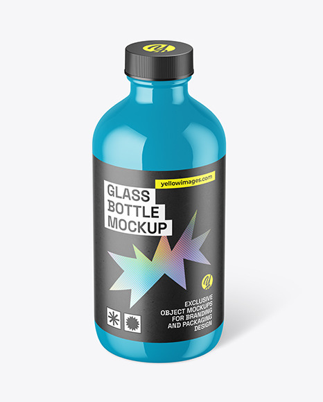 8oz Glossy Boston Bottle Mockup