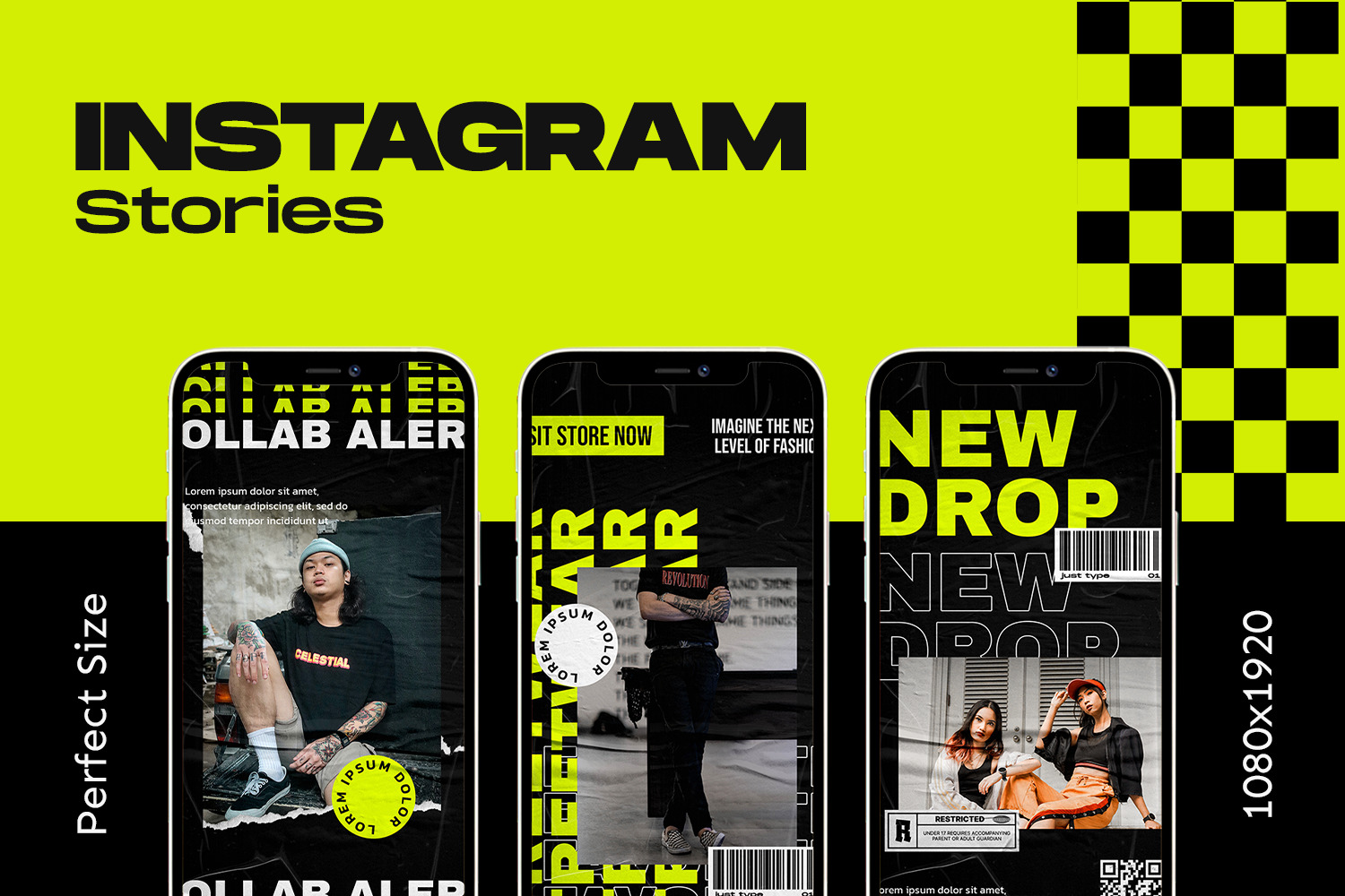 Relote Hypebeast Instagram Template on Yellow Images Creative Store