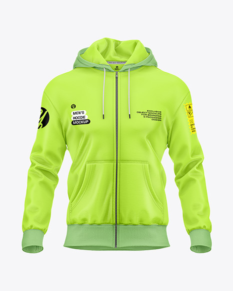 Men&#039;s Full-Zip Hoodie Mockup - Front View