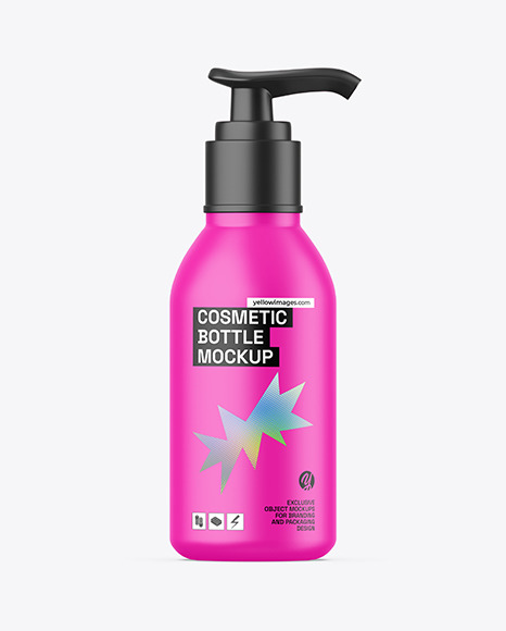 Matte Cosmetic Bottle w/ Pump Mockup