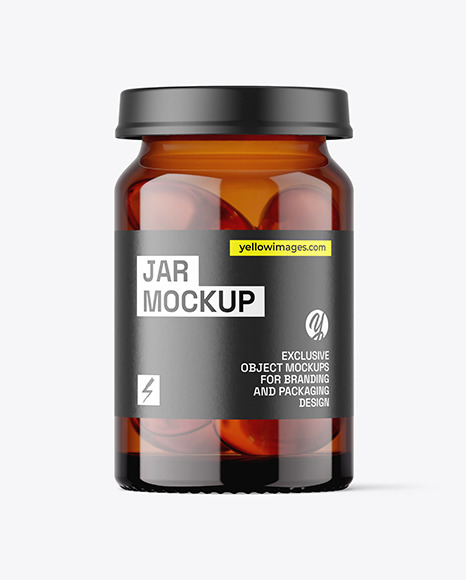 Amber Glass Pills Jar Mockup