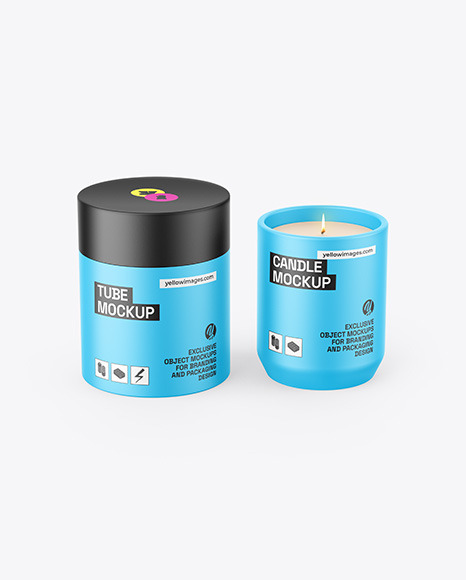 Matte Tube W/ Matte Candle Mockup
