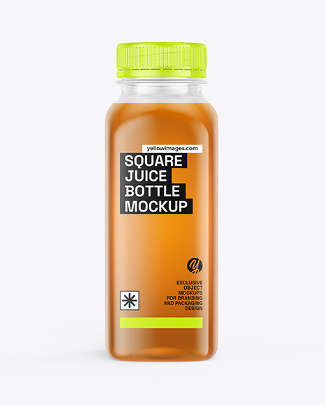 Square Apple Juice Bottle Mockup