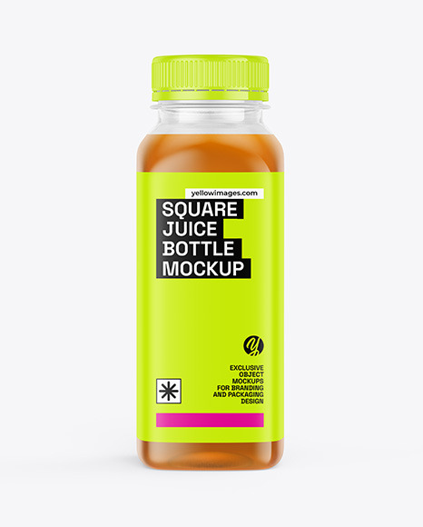 Square Apple Juice Bottle Mockup