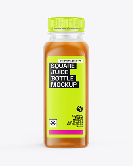 Square Apple Juice Bottle Mockup