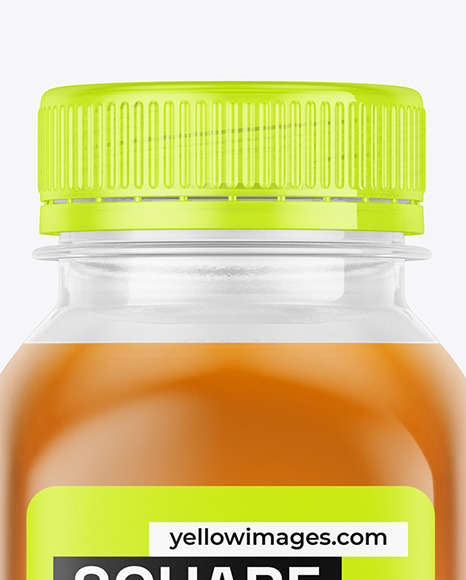Square Apple Juice Bottle Mockup