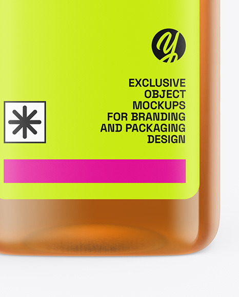 Square Apple Juice Bottle Mockup