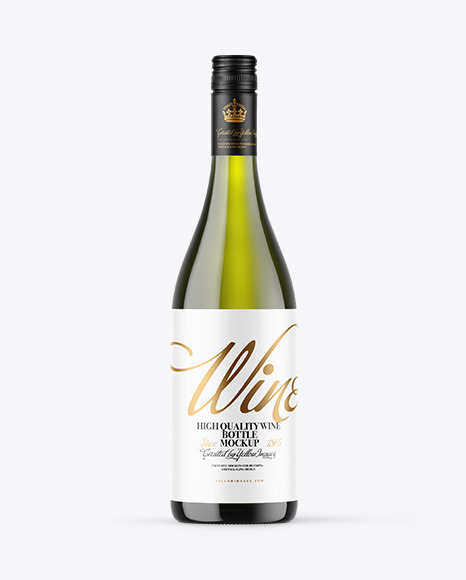Green Glass White Wine Bottle Mockup