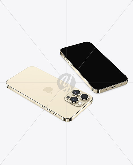 Two iPhone 14 Pro Max Gold Mockup