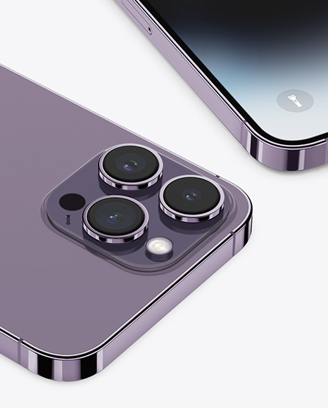 Two iPhone 14 Pro Max Deep Purple Mockup