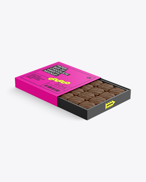Opened Paper Box of Chocolate Sweets Mockup