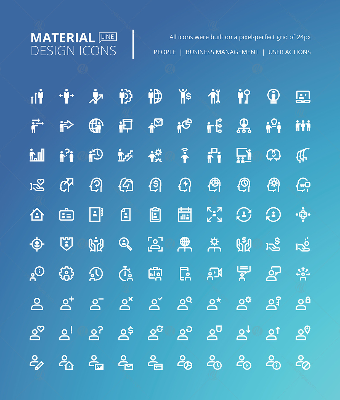 800 Material Design Icons on Yellow Images Creative Store