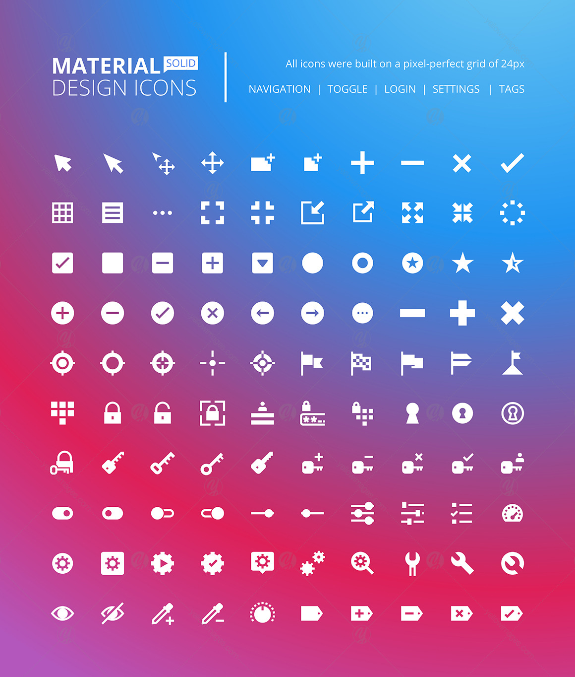 800 Material Design Icons on Yellow Images Creative Store