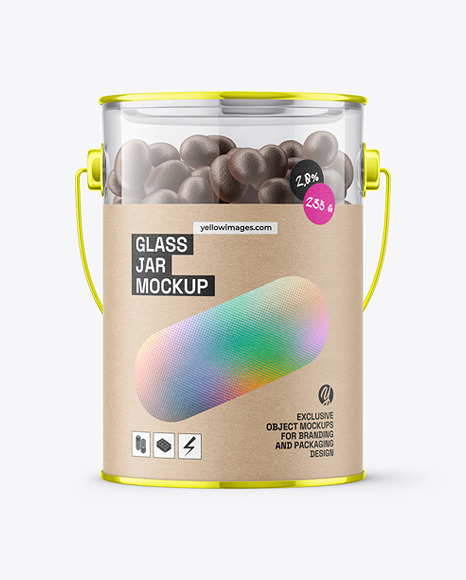 Glass Jar w/ Metal Handle and Chocolate Sweets Mockup