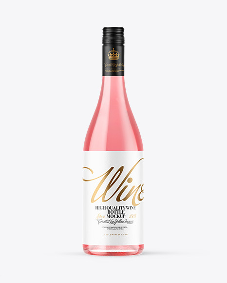 Clear Glass Pink Wine Bottle Mockup