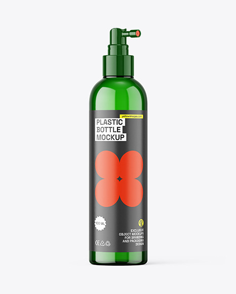 Green Plastic Bottle w\ Pump Mockup