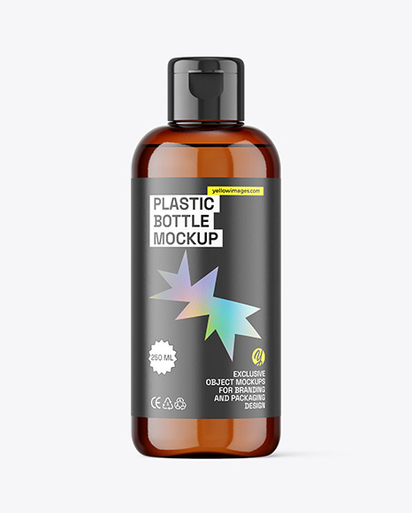 Amber Plastic Bottle Mockup