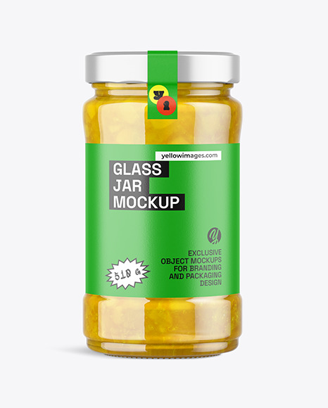 Clear Glass Jar with Pineapple Jam Mockup