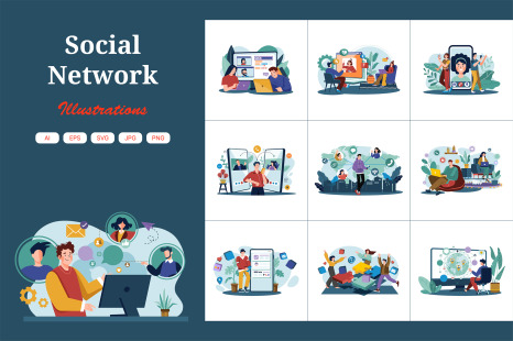 M640_Social Network Illustration Pack